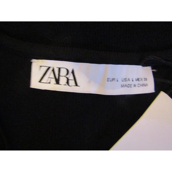 Zara Bodysuit NWT Black V Neck Silver Studded Knit Sweater Womens Size L - Picture 8 of 10